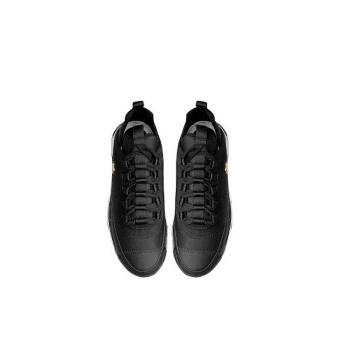 Ch*el black suede and fabric cc low top sneakers